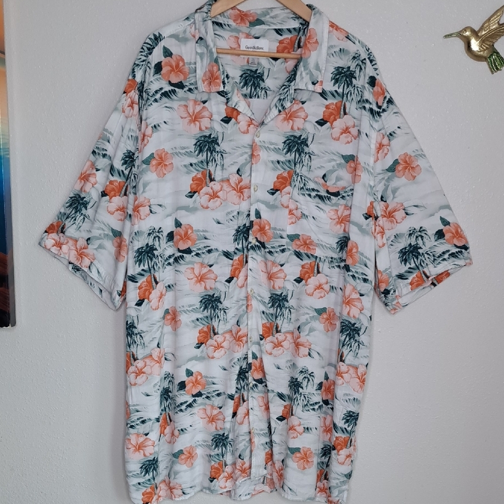 Goodfellow Mens Floral Hawaiian Shirt Button Up Multicolor Tropical 3XL Tall - Picture 1 of 12
